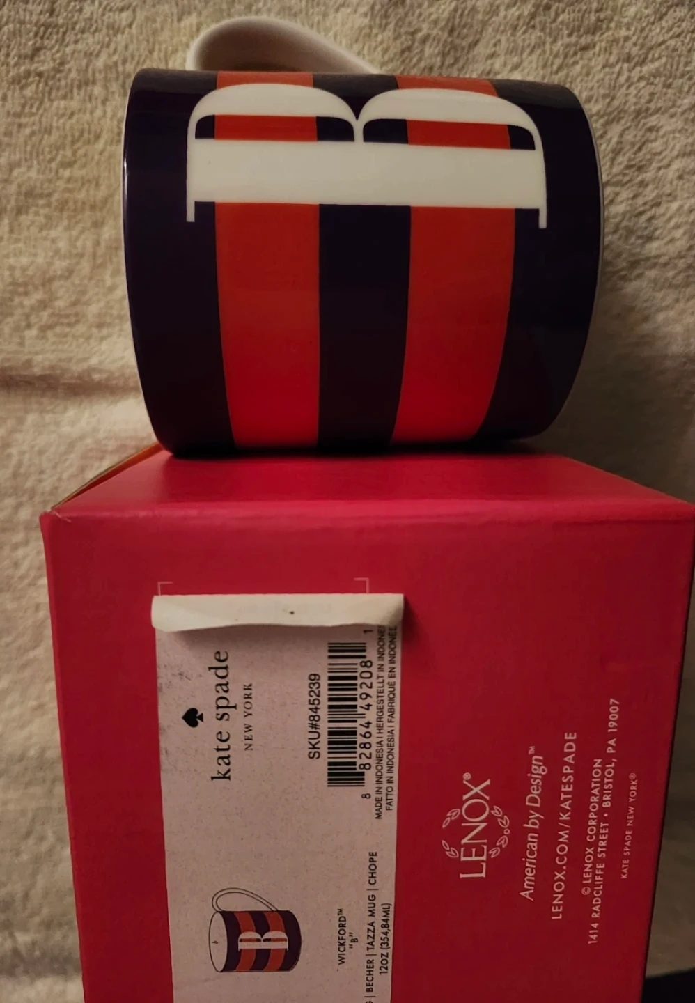 Kate Spade Initial B Mug, pink, purple, white - photo 3