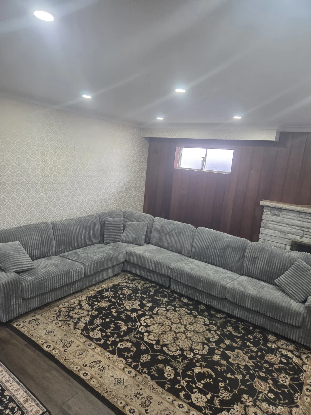 Brand New Grey Corduroy Sectional Sofa  Too Big For Space - photo 3