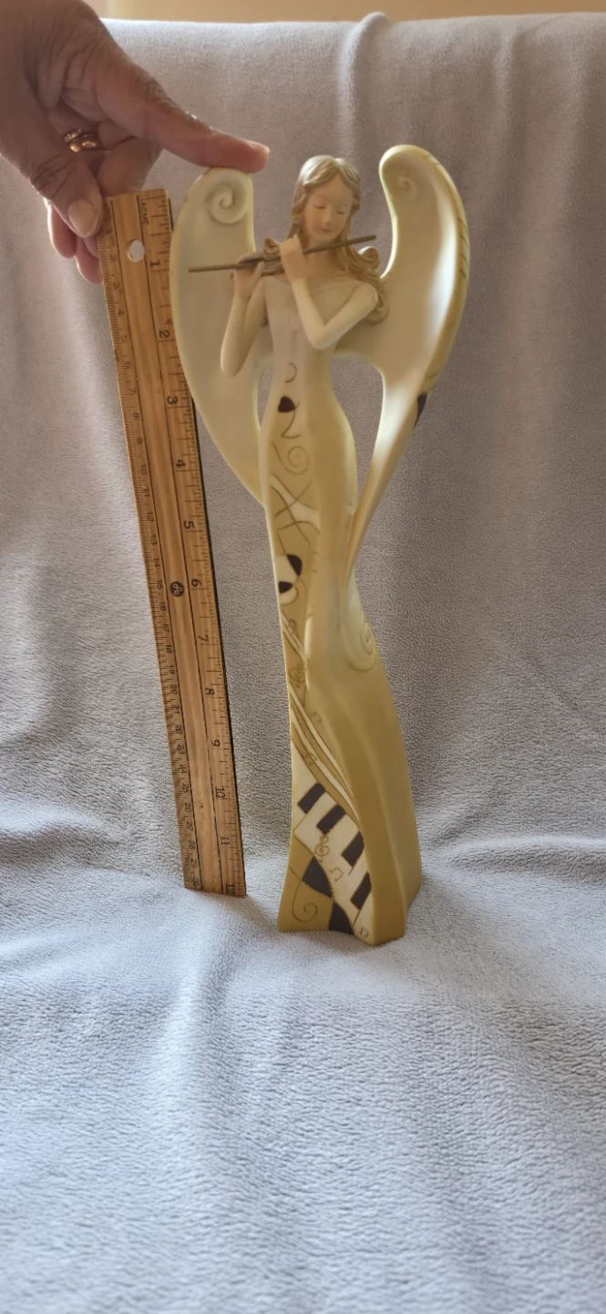 Cream Angel Holding Flute Ceramic Figurine