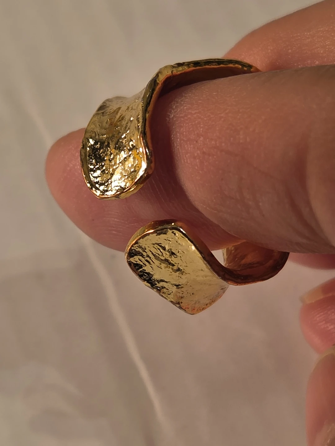 Sterling Silver "S925" Hammered Gold-Plated Ring - photo 4