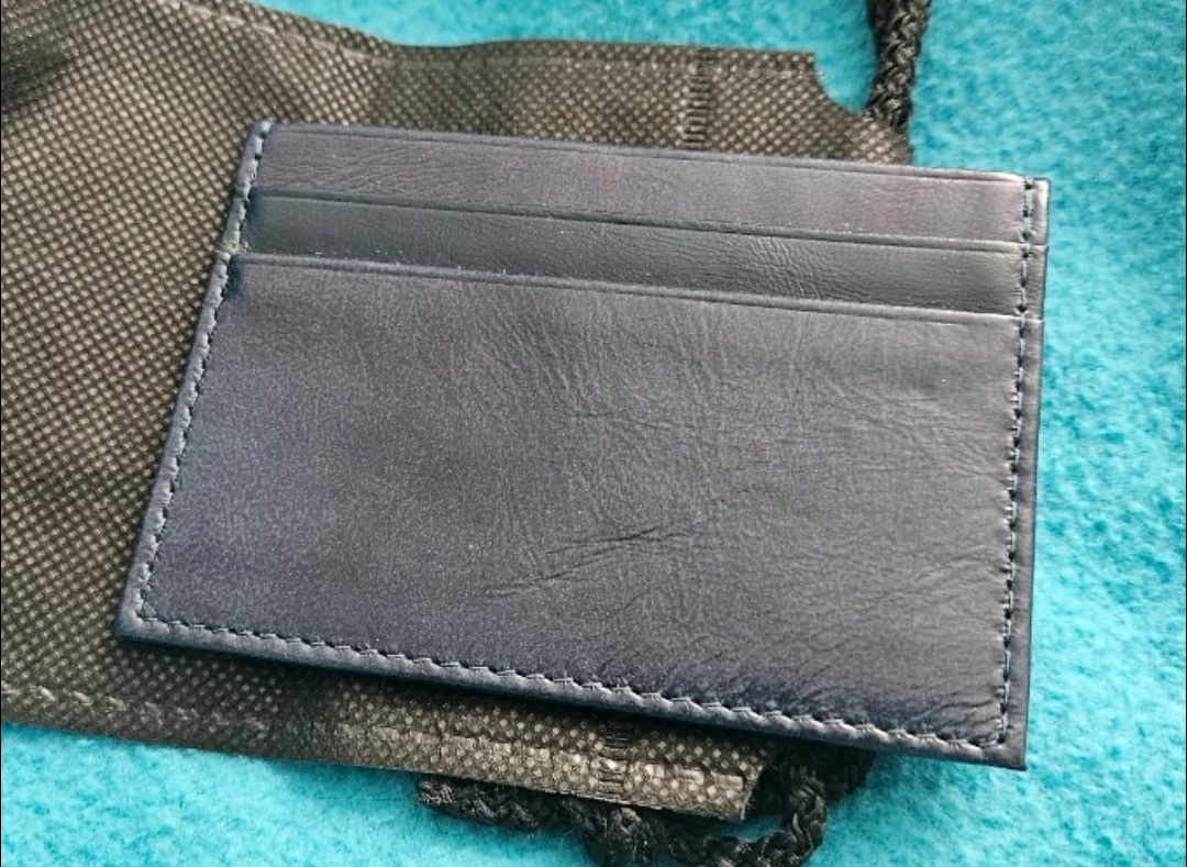 Navy real Leather Card Holder wallet