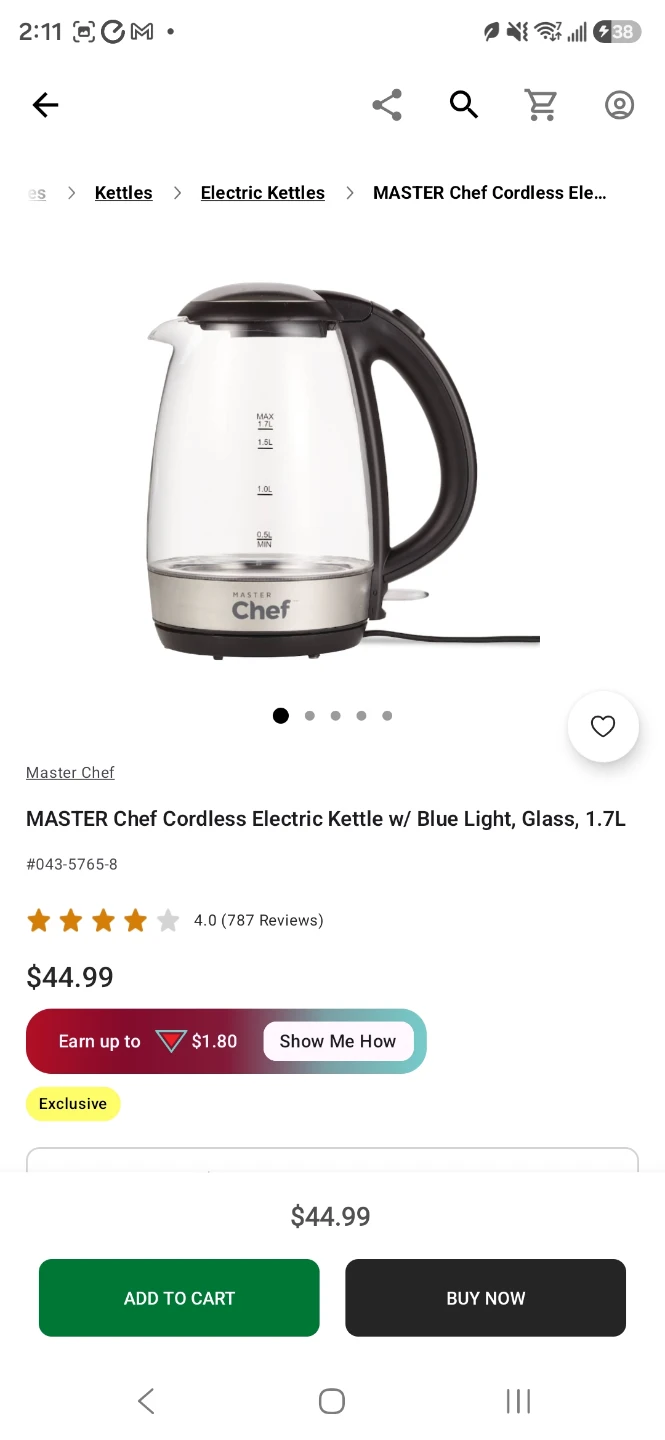 Master Chef 1.7L Cordless Glass Kettle - photo 2