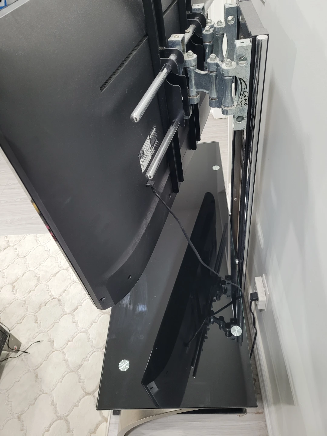 Black Glass TV Stand with Mount - photo 5