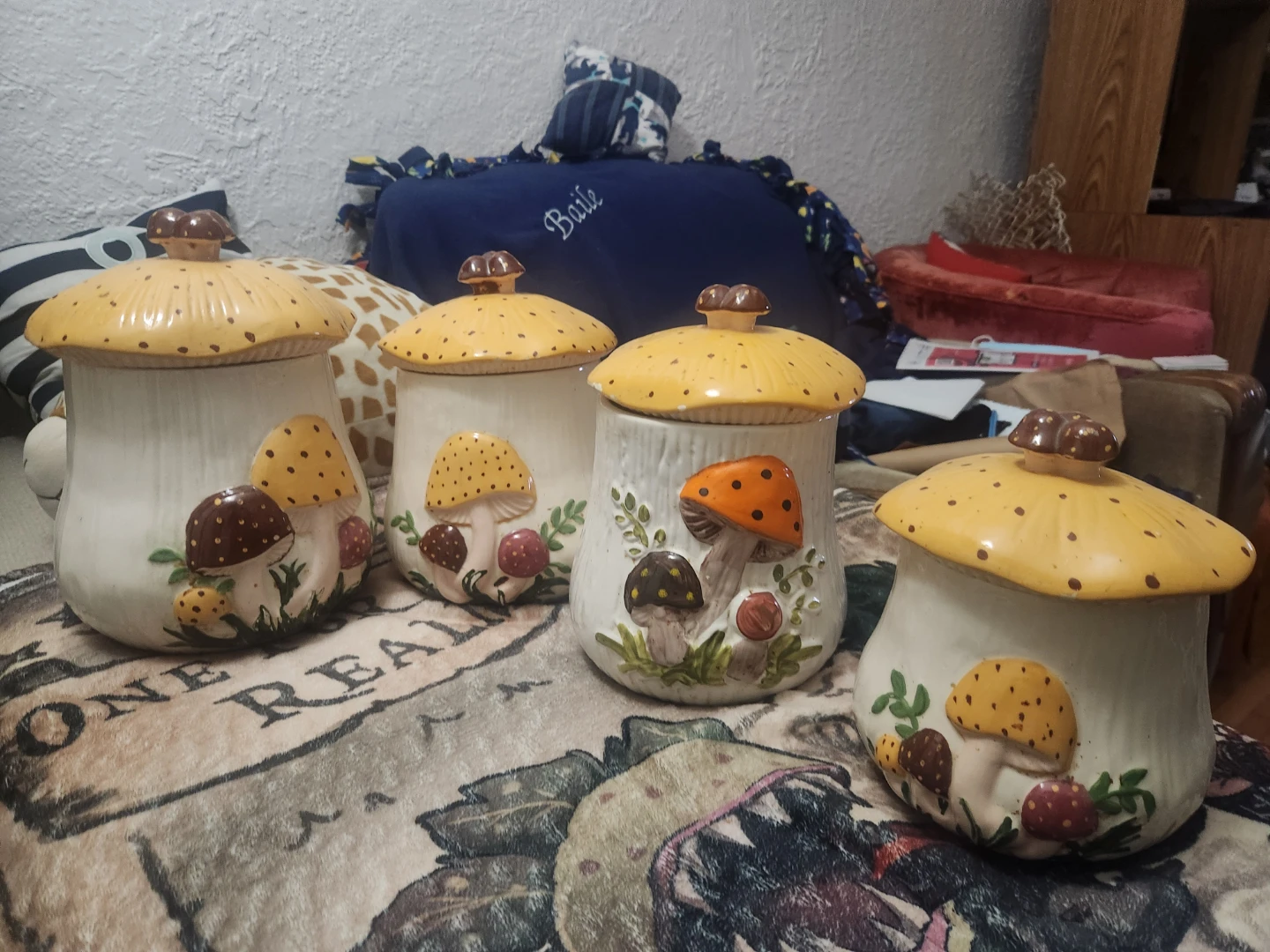 Set of 4 mushroom jars