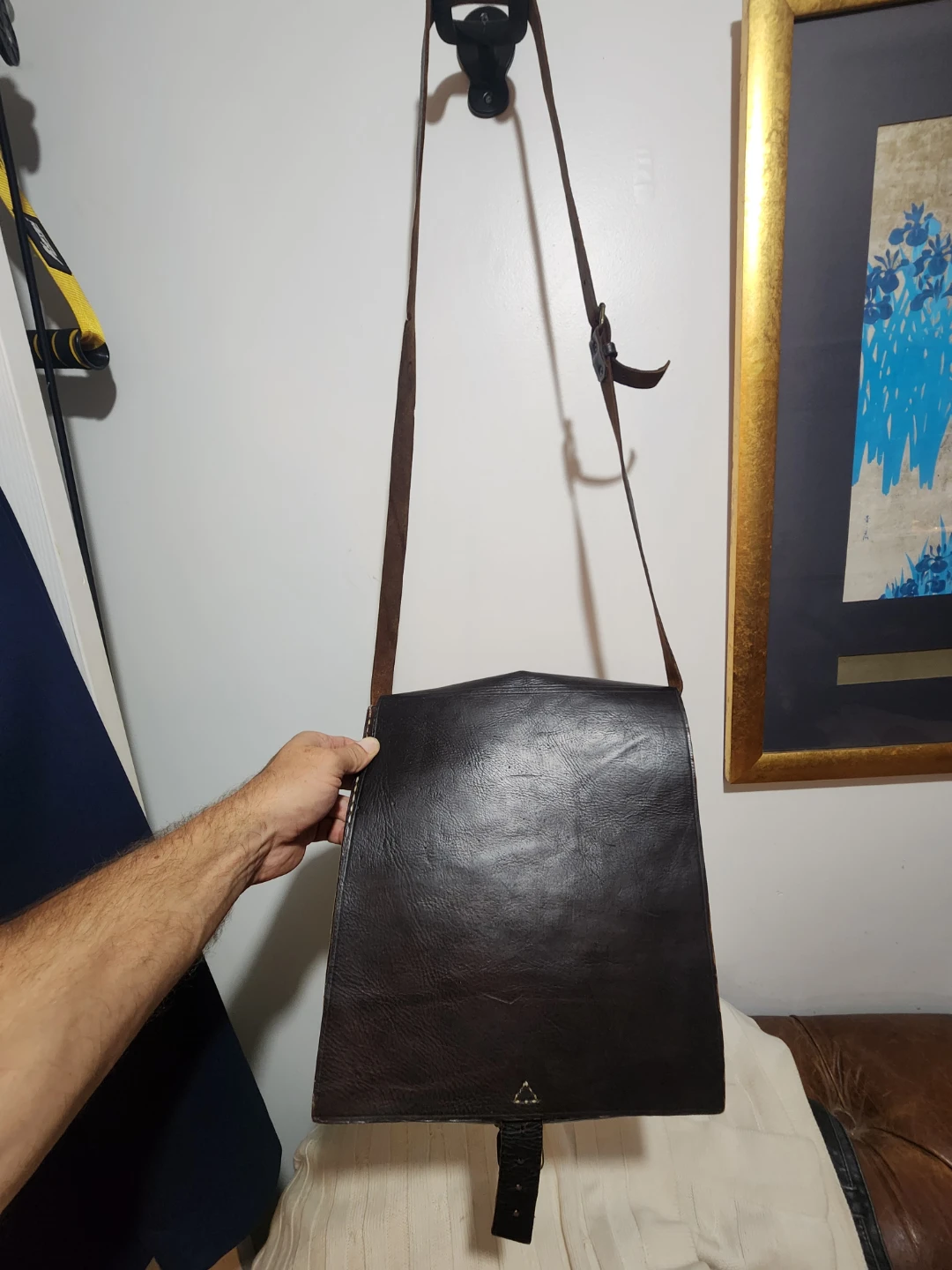 Dark Brown Leather Messenger Bag