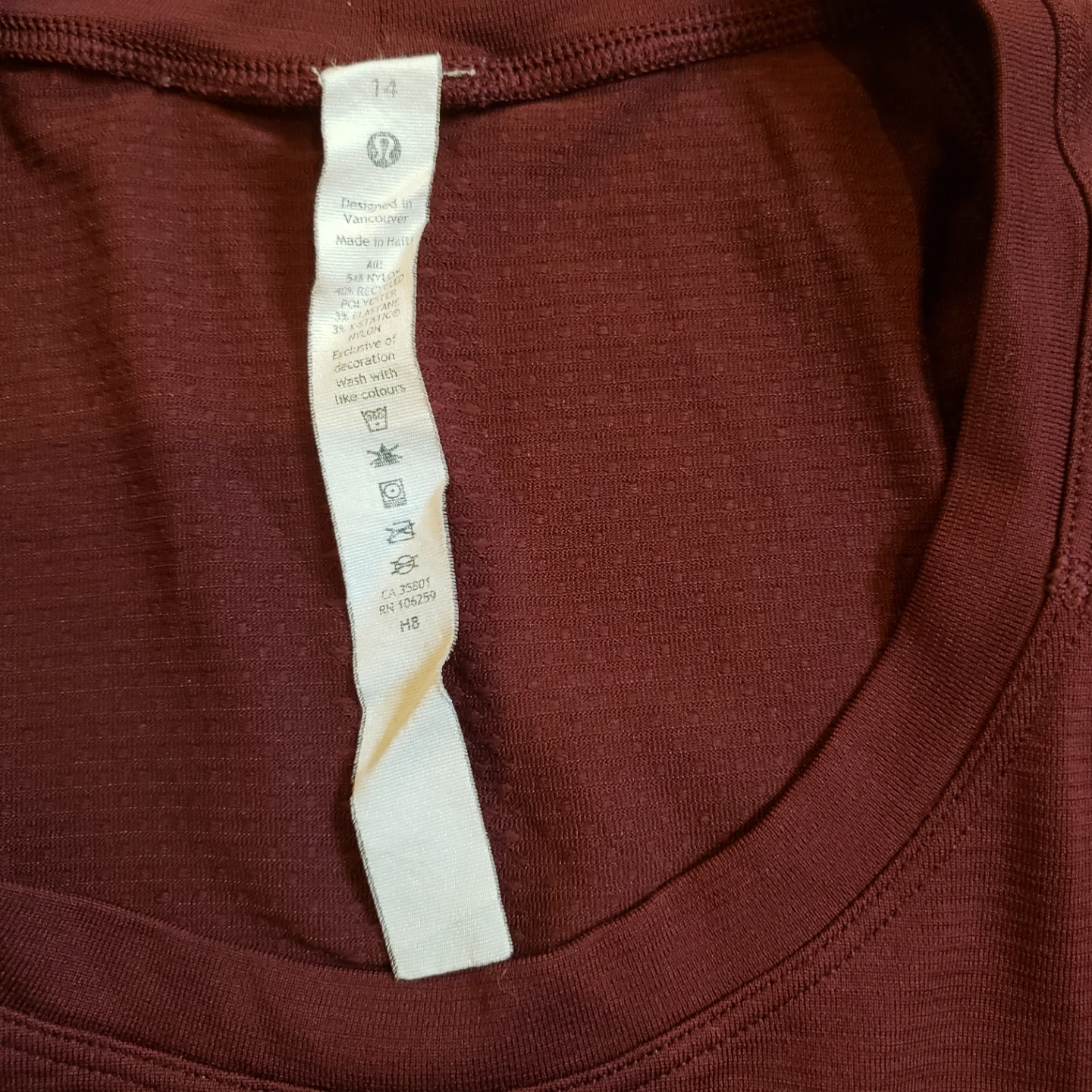 Lululemon Long Sleeve Top Burgundy Size 14 - photo 2