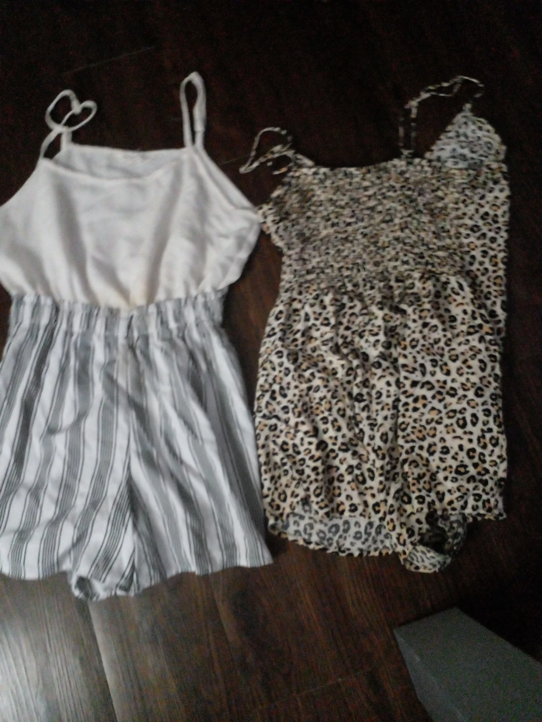 Women's Rompers - Striped and Leopard Print