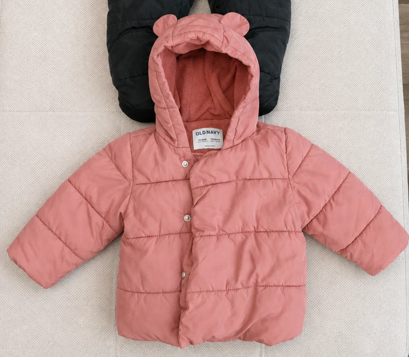 Old Navy Pink Puffer Jacket with Bear Ears