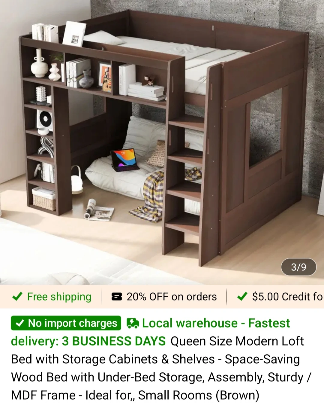 Queen Sized Loft Bed Frame - photo 4