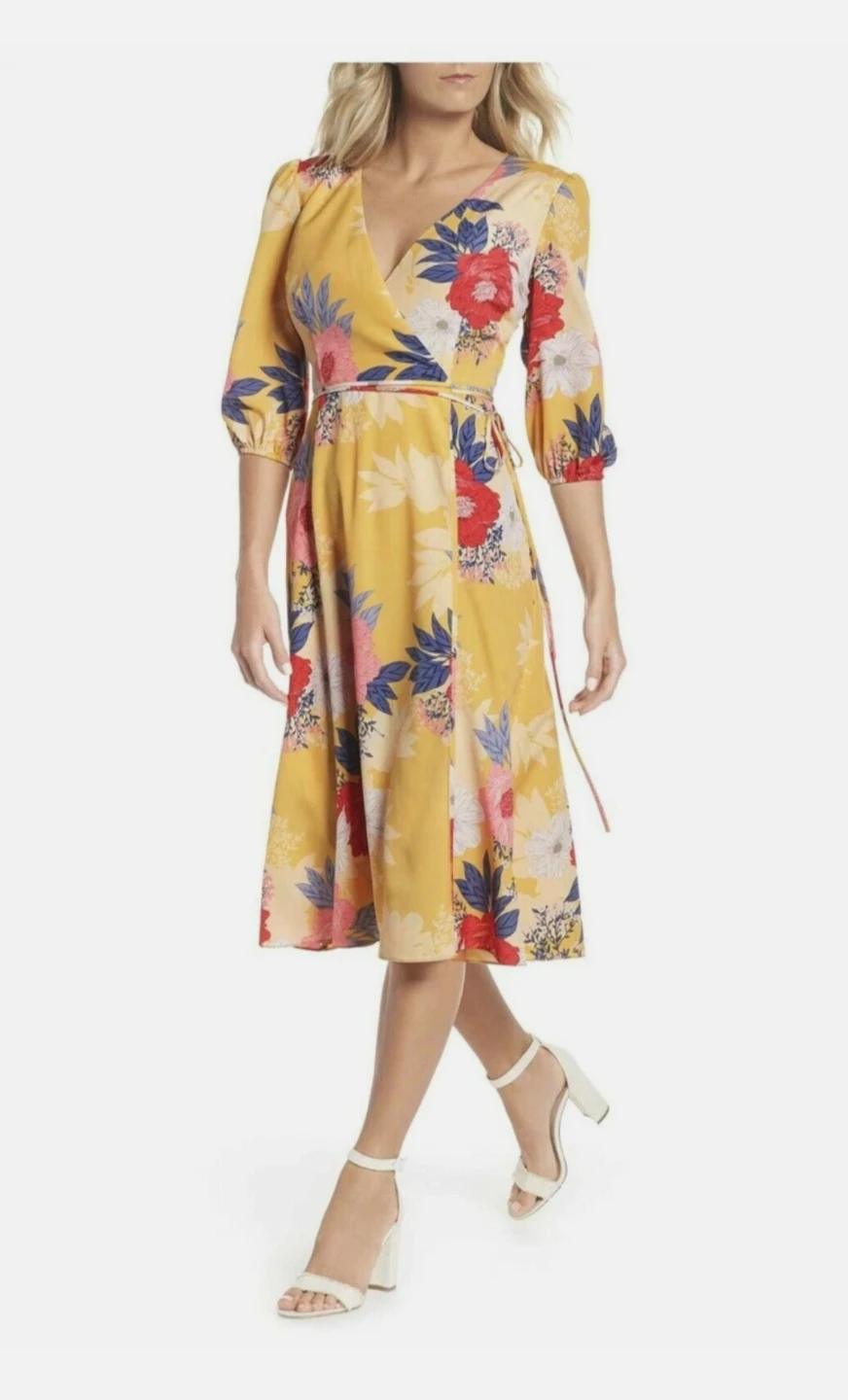 Brand New Bold Yellow Wrap Dress - photo 2