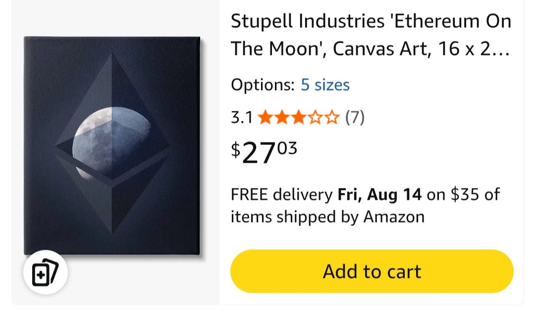 Abstract painting canvas Art "Ethereum On The Moon" 16"×20" - photo 2