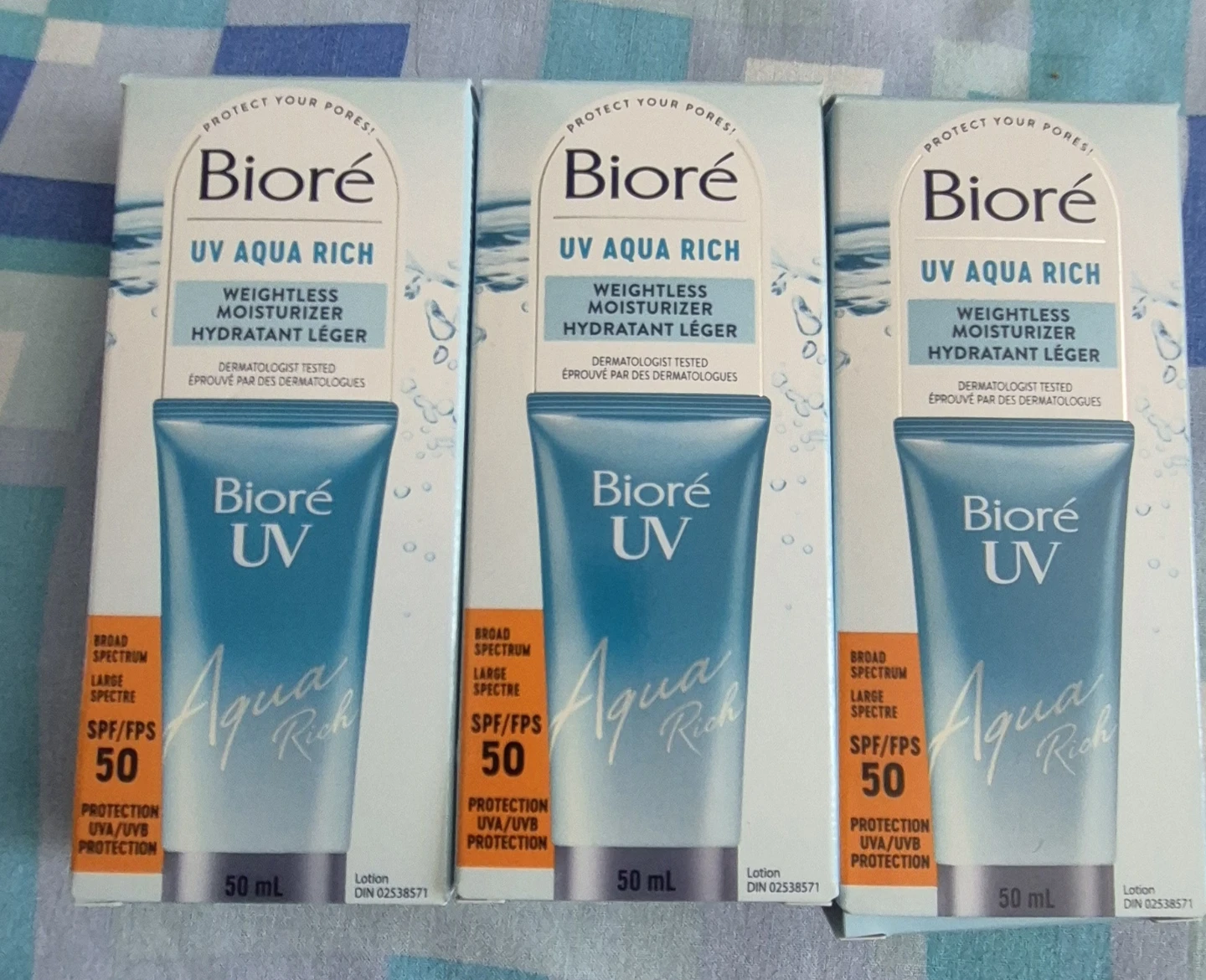 Biore UV Aqua Rich Weightless Moisturizer SPF 50 (3-Pack)