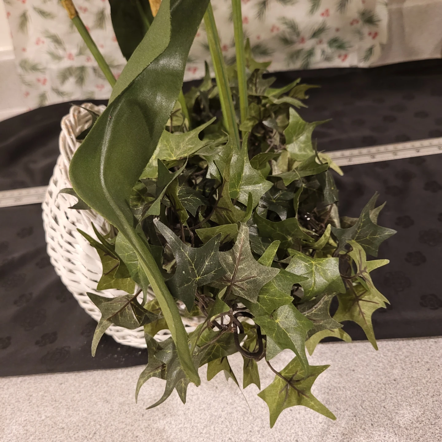 Artificial Tulip Arrangement in White Basket - photo 2