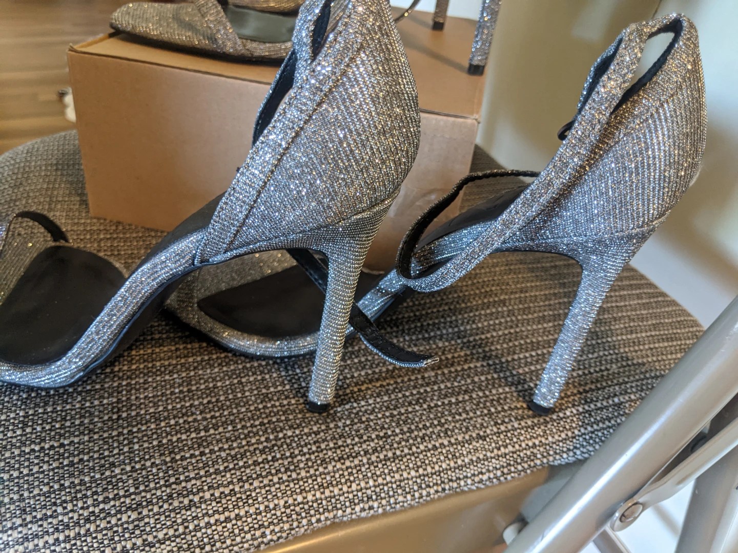 Cash only - Mango Silver Glitter Stiletto Heels