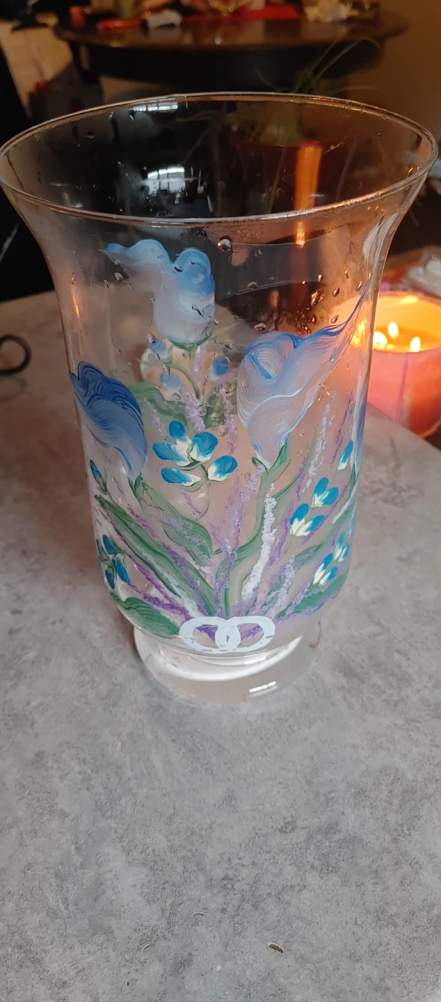 Hand-Painted Glass Candle Holder/ vase