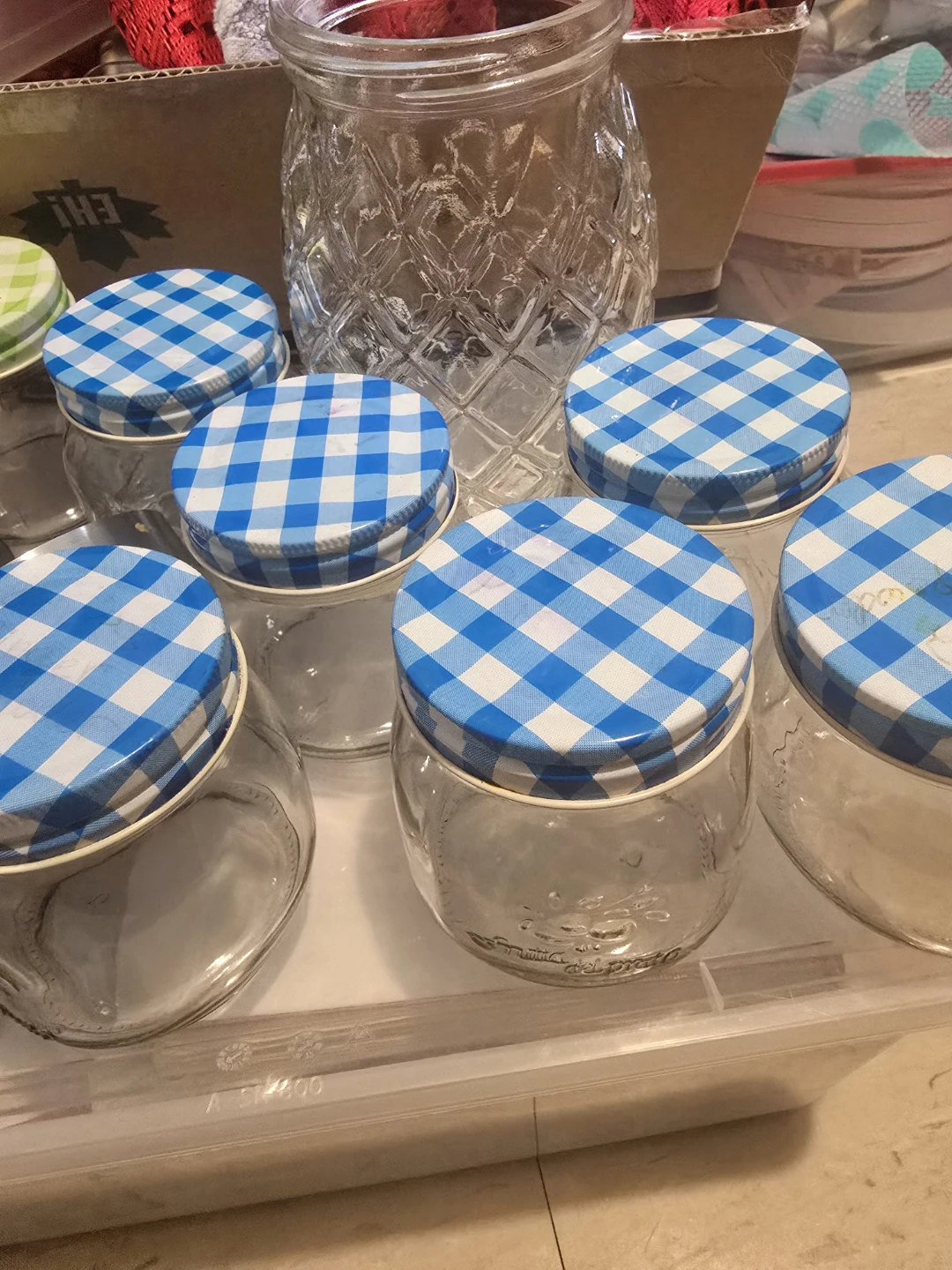 Set of Glass Jars with Gingham Lids - photo 2