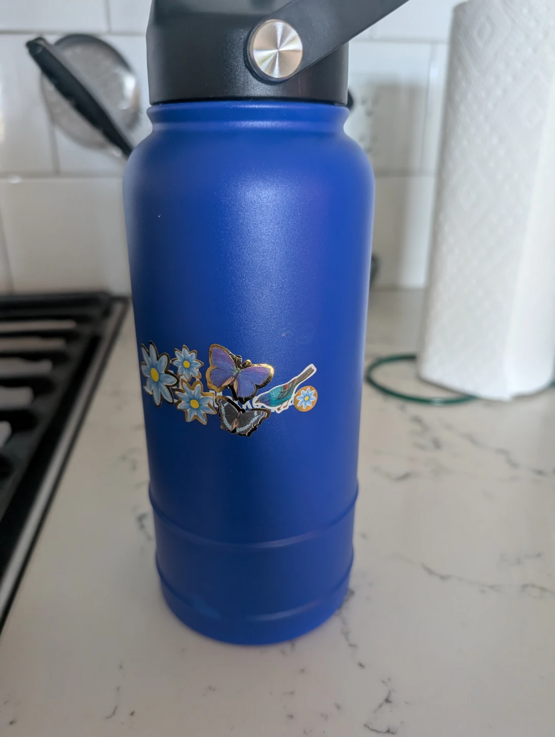 Blue Insulated Water Bottle with Handle