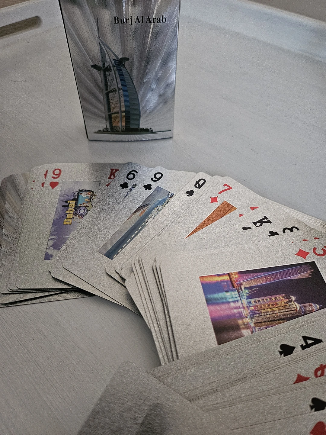 Silver Playing Cards with Dubai Landmark Images