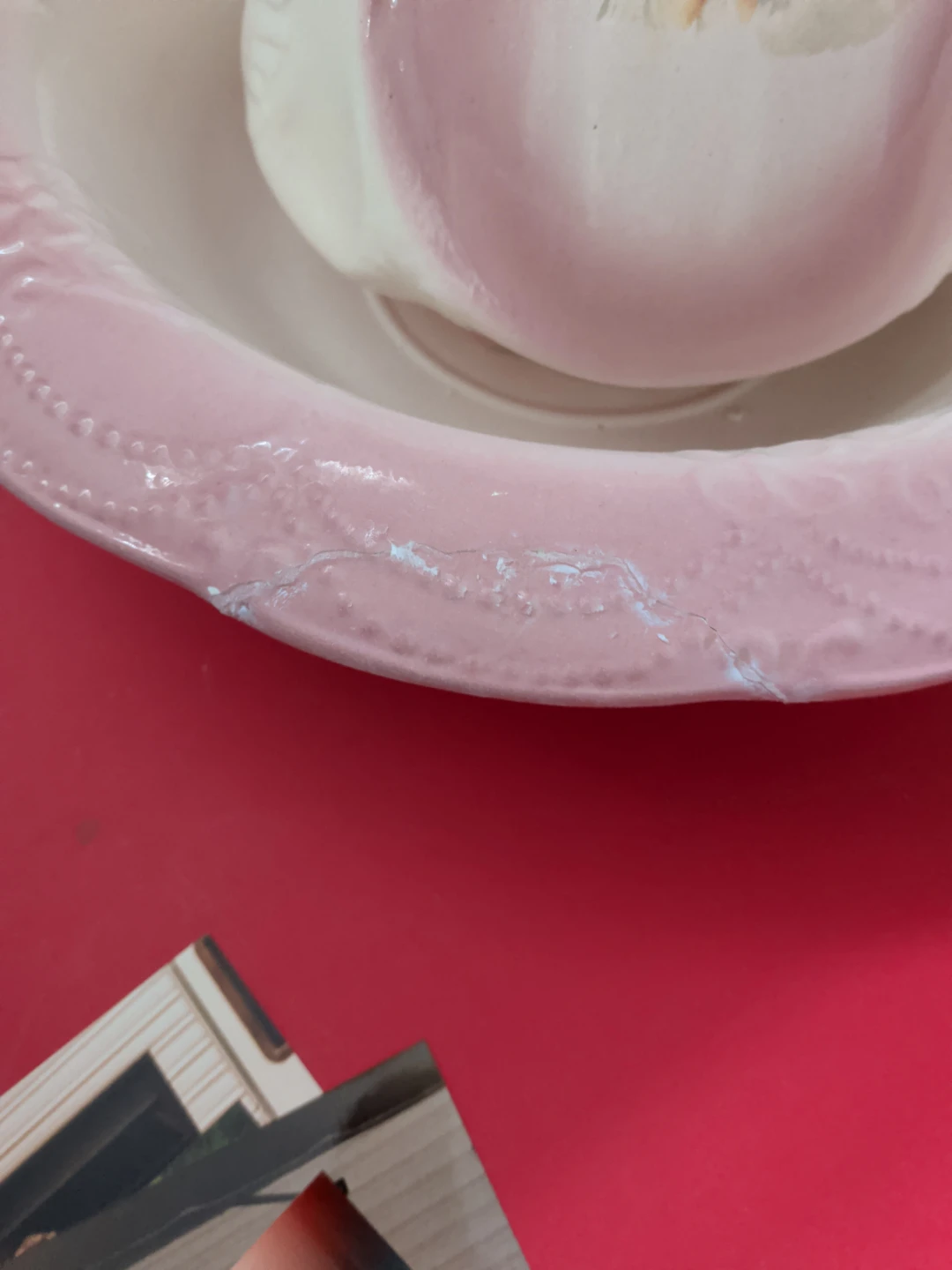 Pink Pitcher and Bowl Set with Cherub Design - photo 2