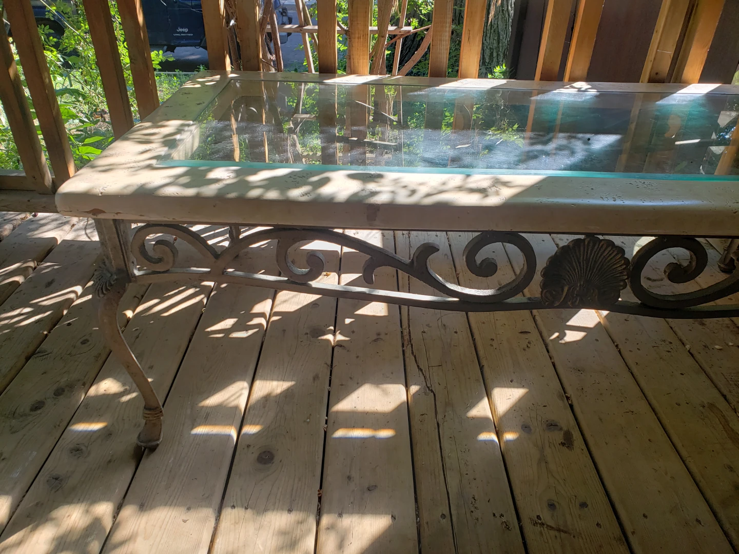 Antique Cast Iron with  Glass Top Coffee Table - photo 5