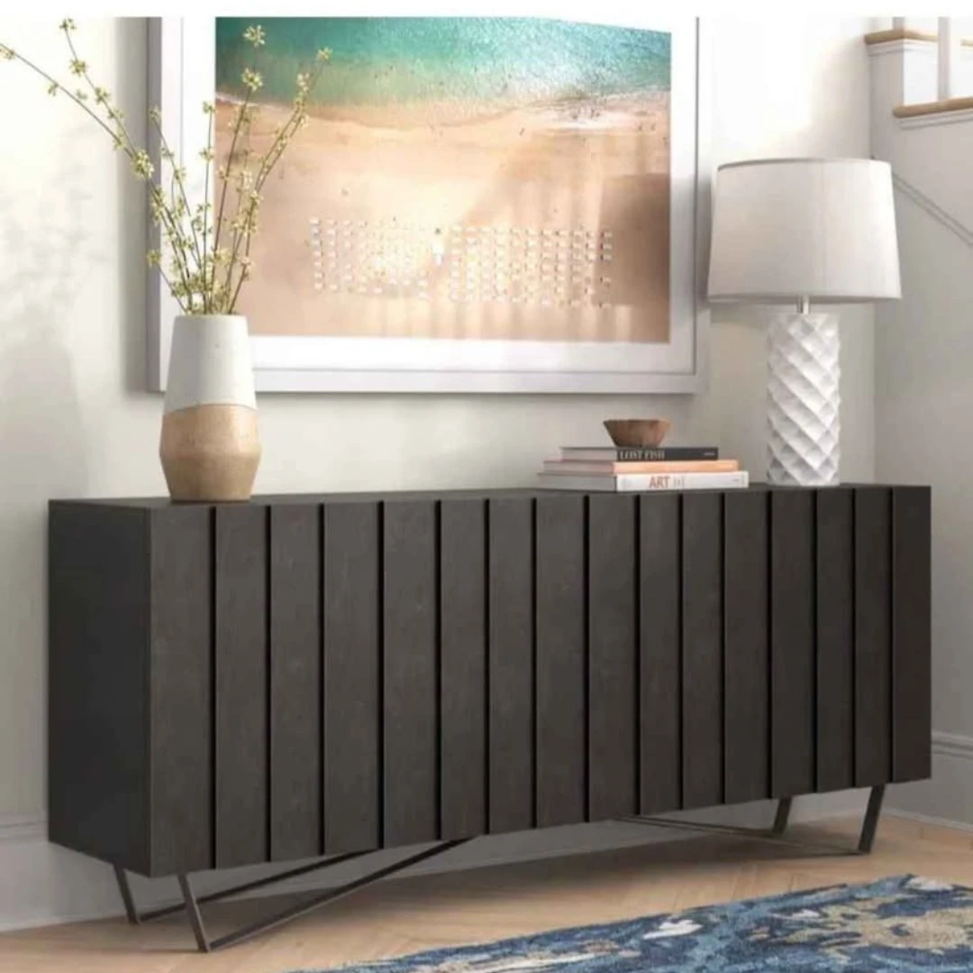 Dark Grey Ribbed Sideboard Console Table - photo 4