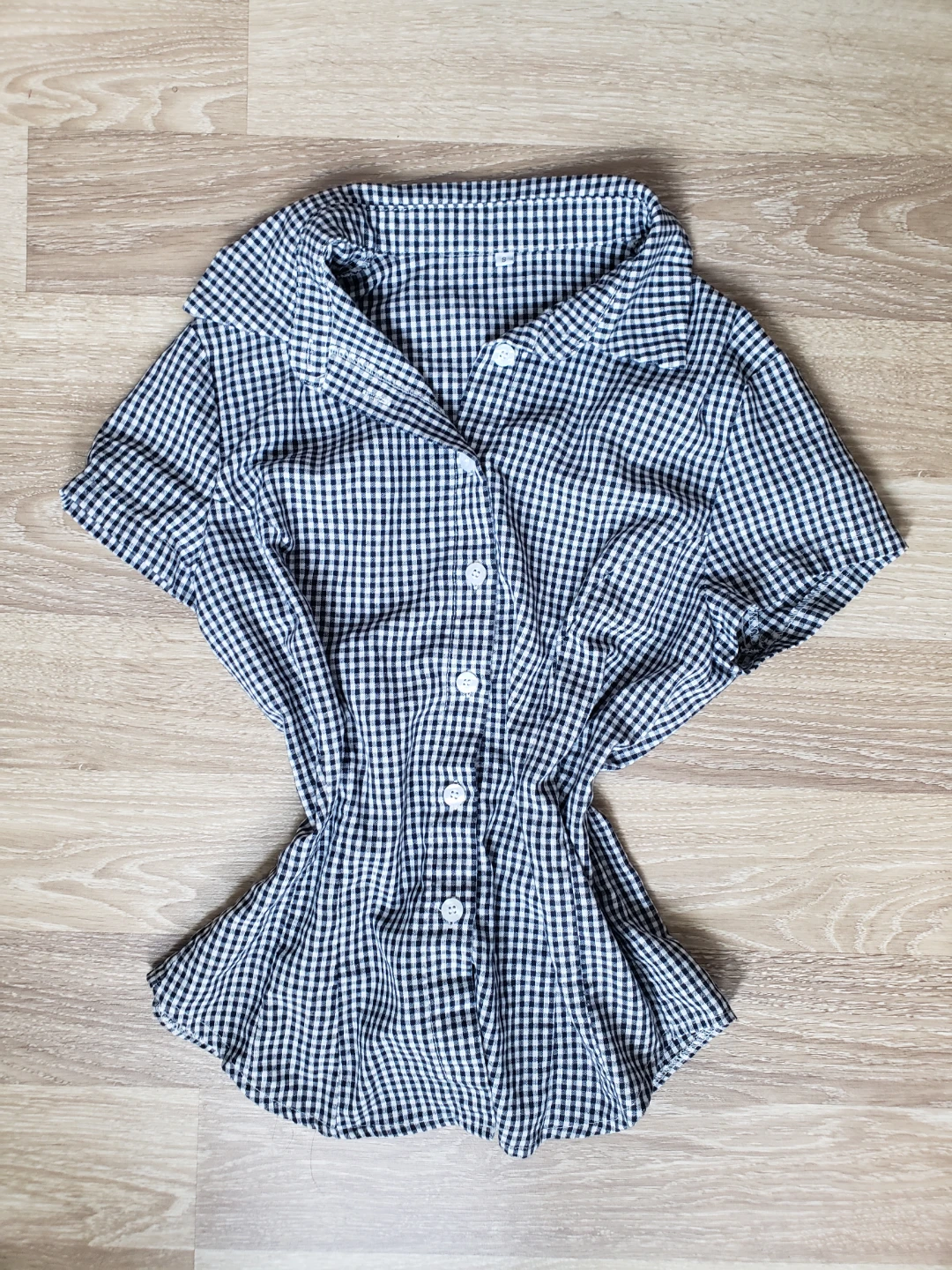 Button-Up Shirt - Blue and White Checkered