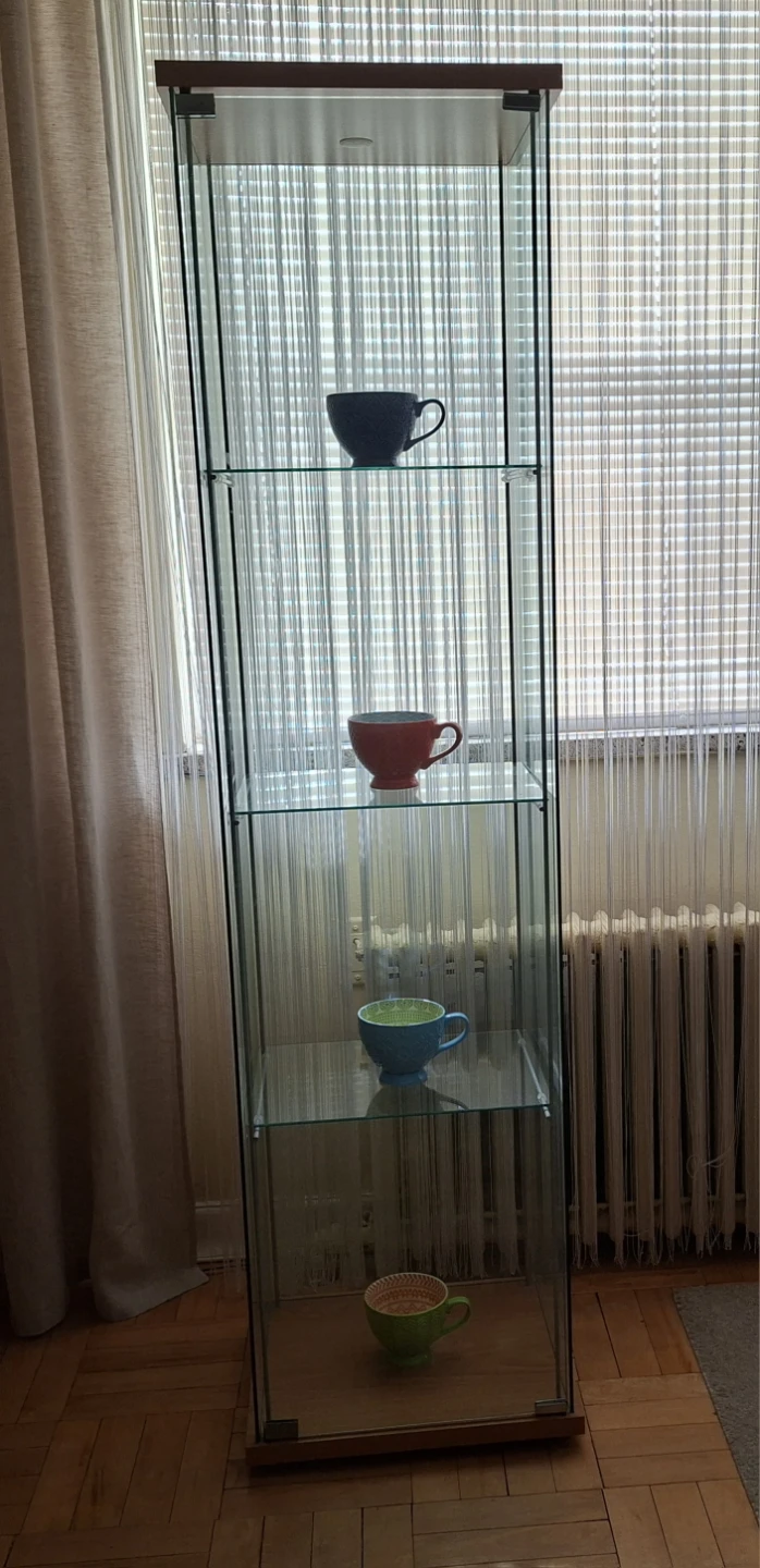 Glass display cabinet with wood top and bottom - photo 5