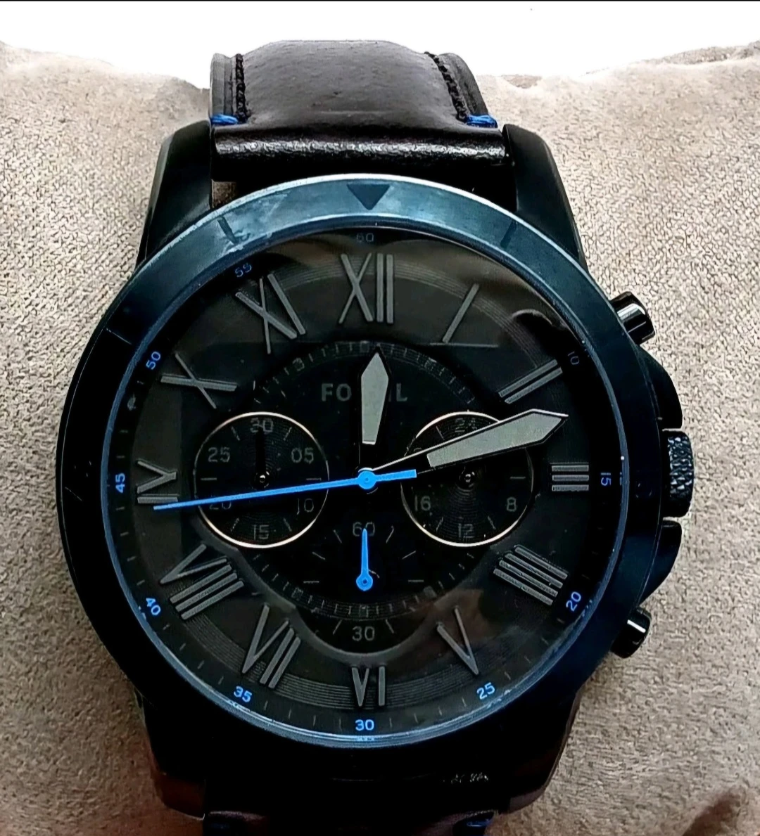 Fossil Grant Chronograph Black Leather Watch FS5342