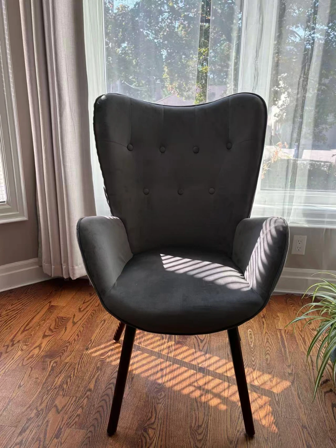 Grey Velvet Accent Chair
