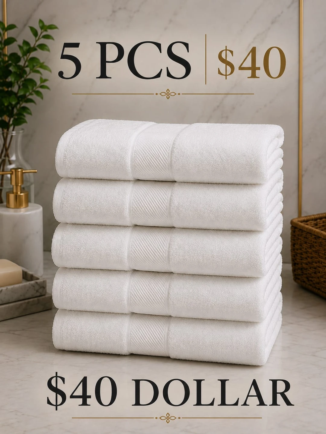 White Bath Towel Set - 5 Piece