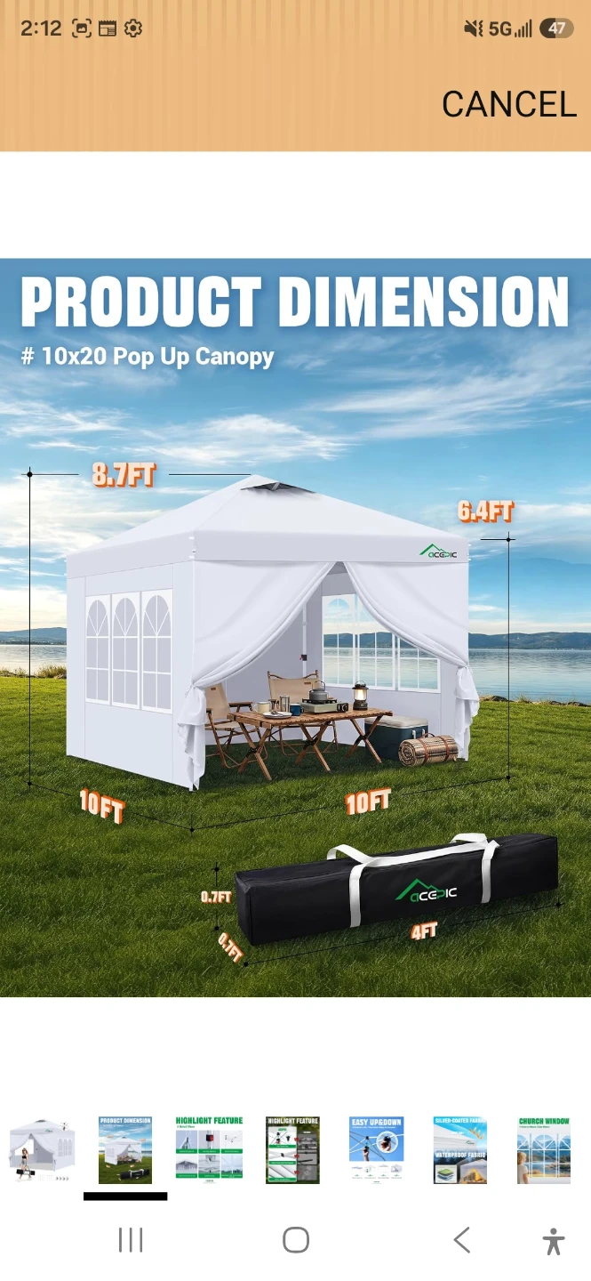 ACEPIC 10x10 Pop Up Canopy Tent with Sidewalls - photo 2