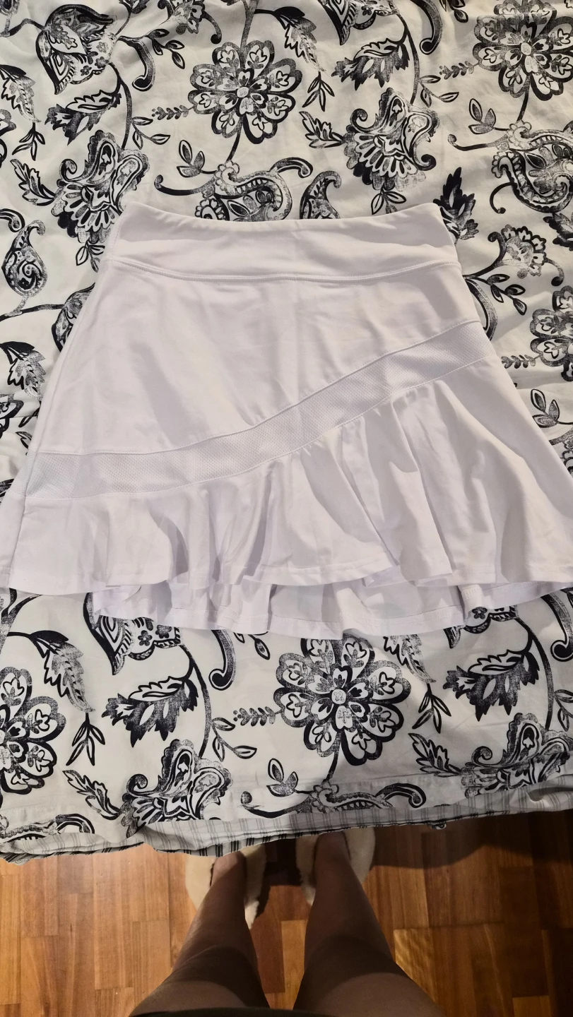 White Tennis Skirt with Mesh Accents