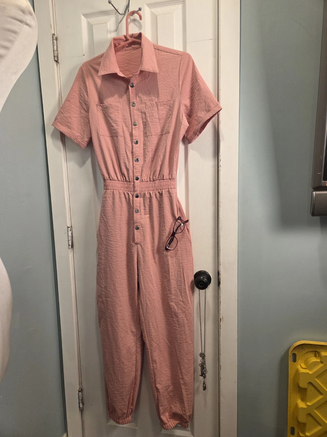 Pink Collared Short Sleeve Jumpsuit - photo 2