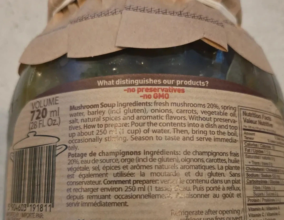 BNIB Artisanal Dworek Mushroom Soup /Potage de Champignons 720ml - photo 2