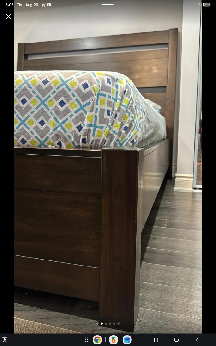 Dark Wood Queen Bed Frame with Headboard - photo 3