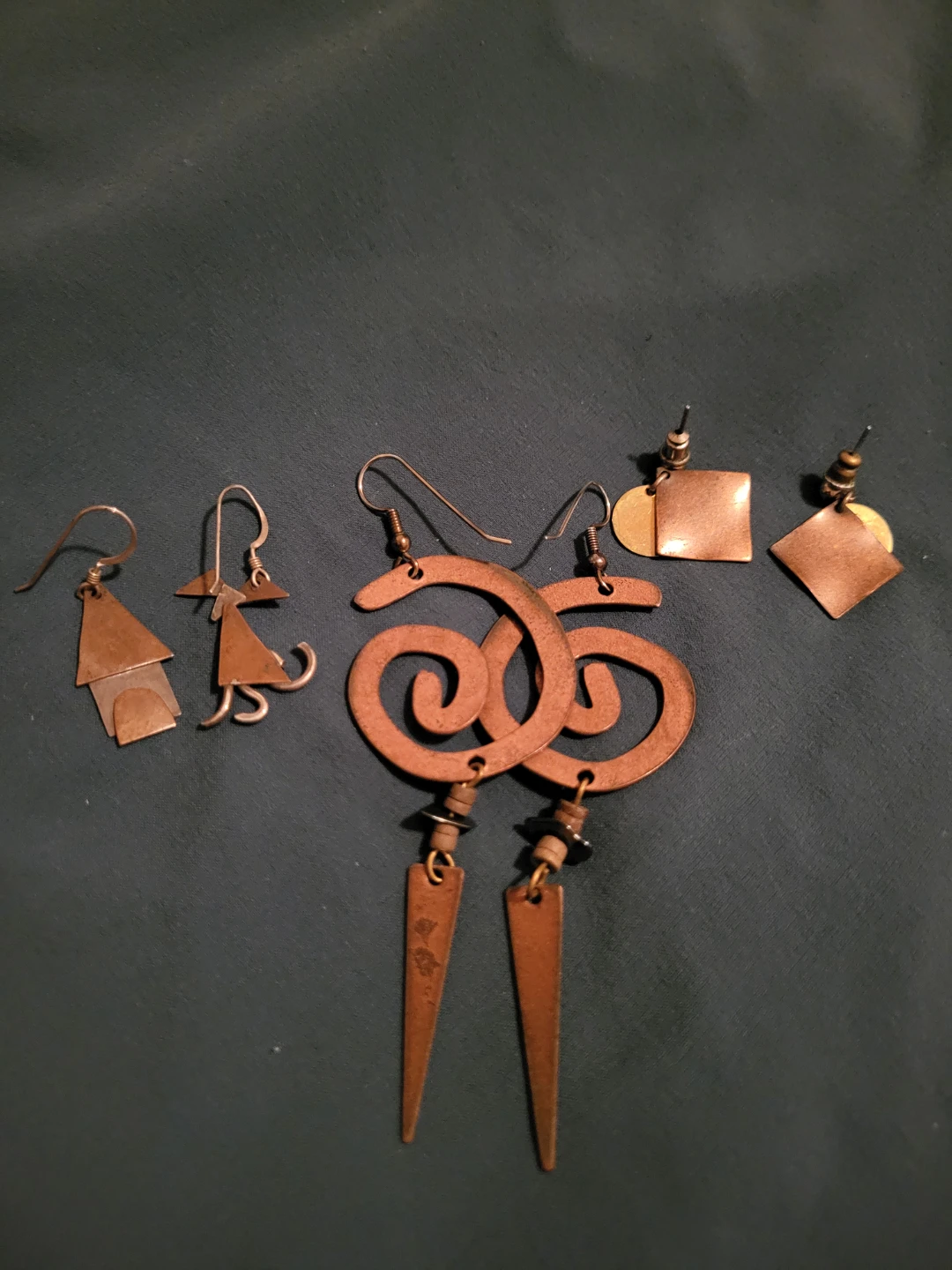 Artisan Silver, Copper, Brass & Enamel Dangle Earrings - photo 2