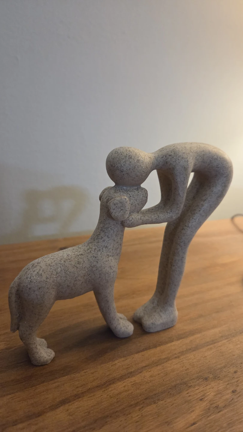 Friends Fürever – Human & Dog Sandstone Statue *new - photo 2