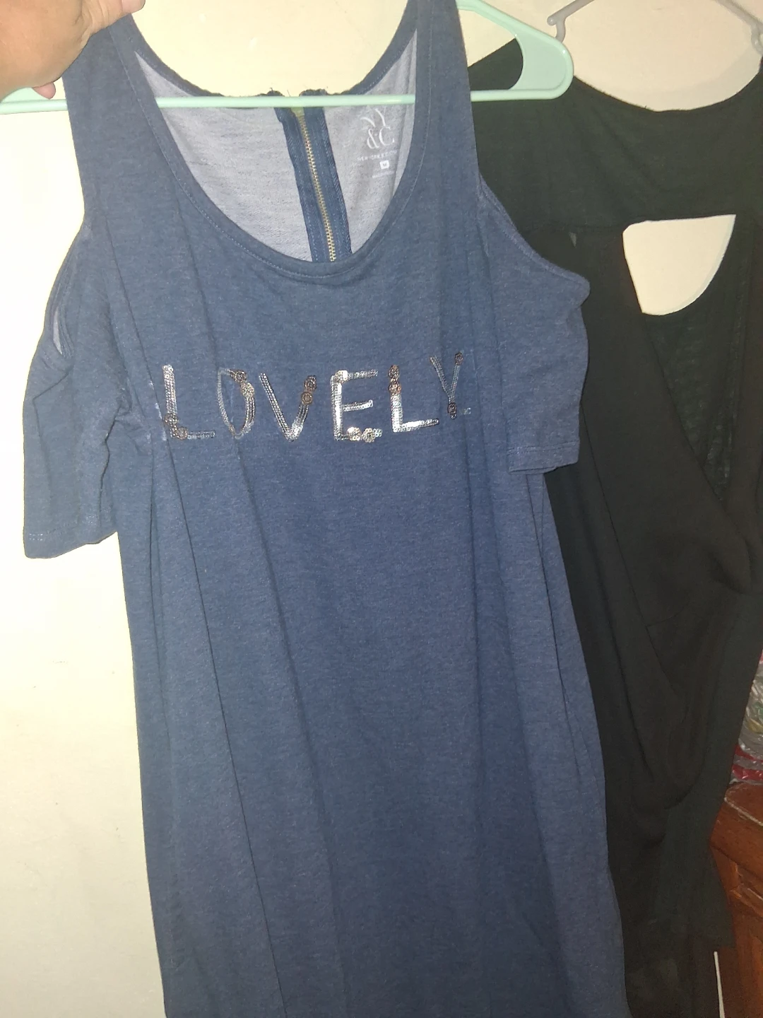 NY&C Blue Cold Shoulder "Lovely" T-Shirt
