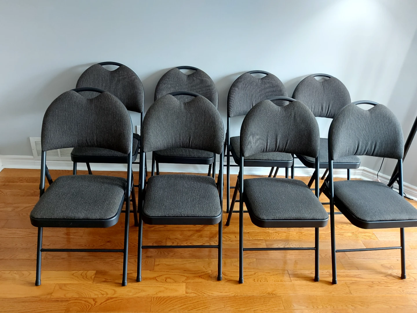Set of 8 Grey Folding Chairs for sale - photo 3