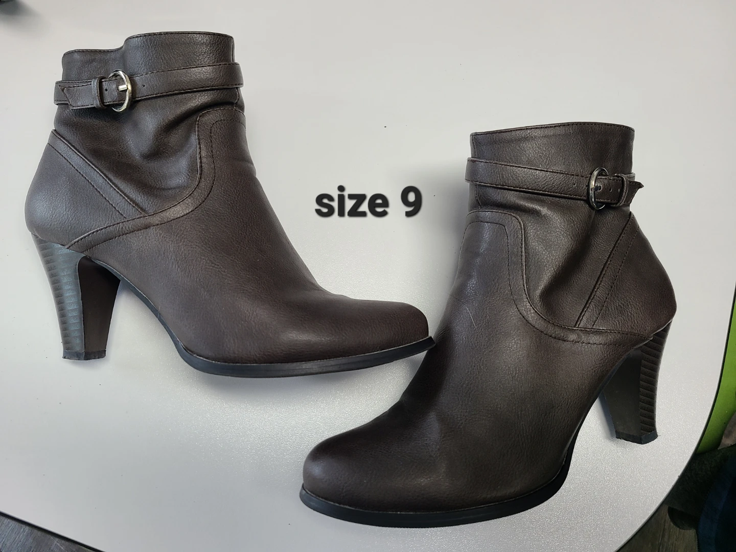 Brown Heeled Ankle Boots Size 9