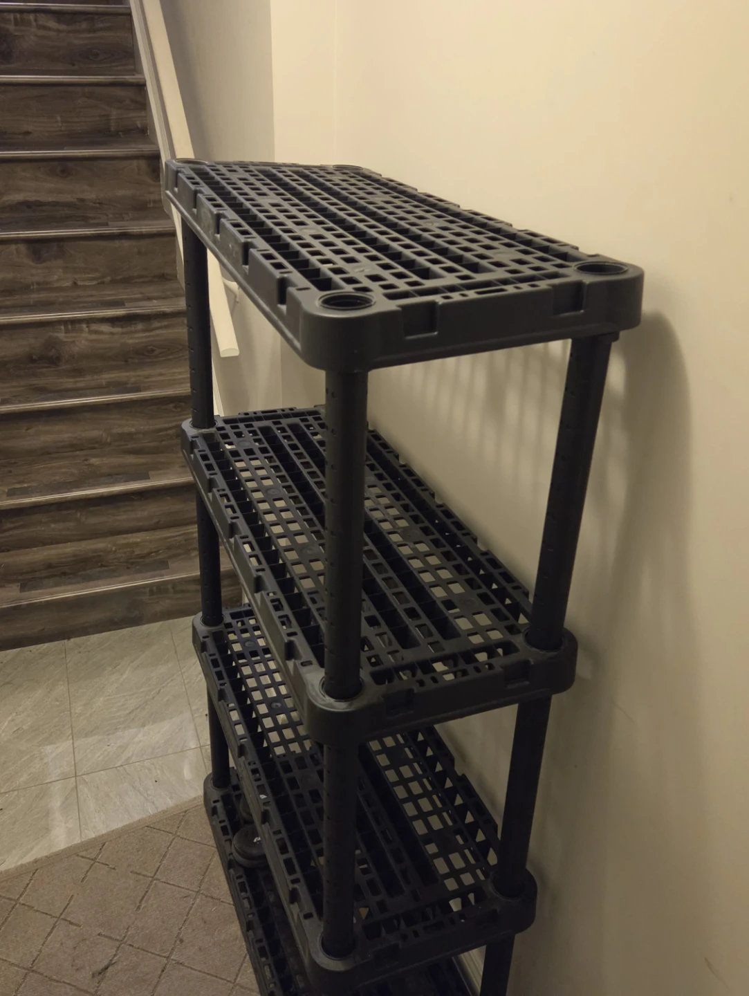 Black 4-Tier Plastic Storage Shelf Unit - photo 2