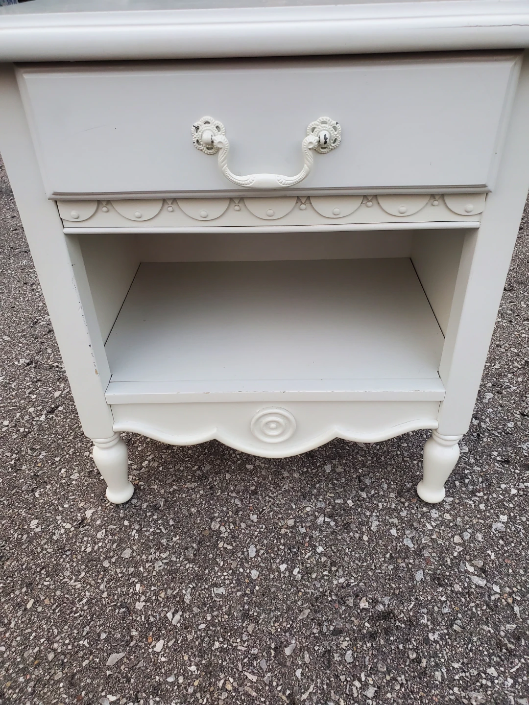 White Nightstand with Drawer and Shelf - photo 4