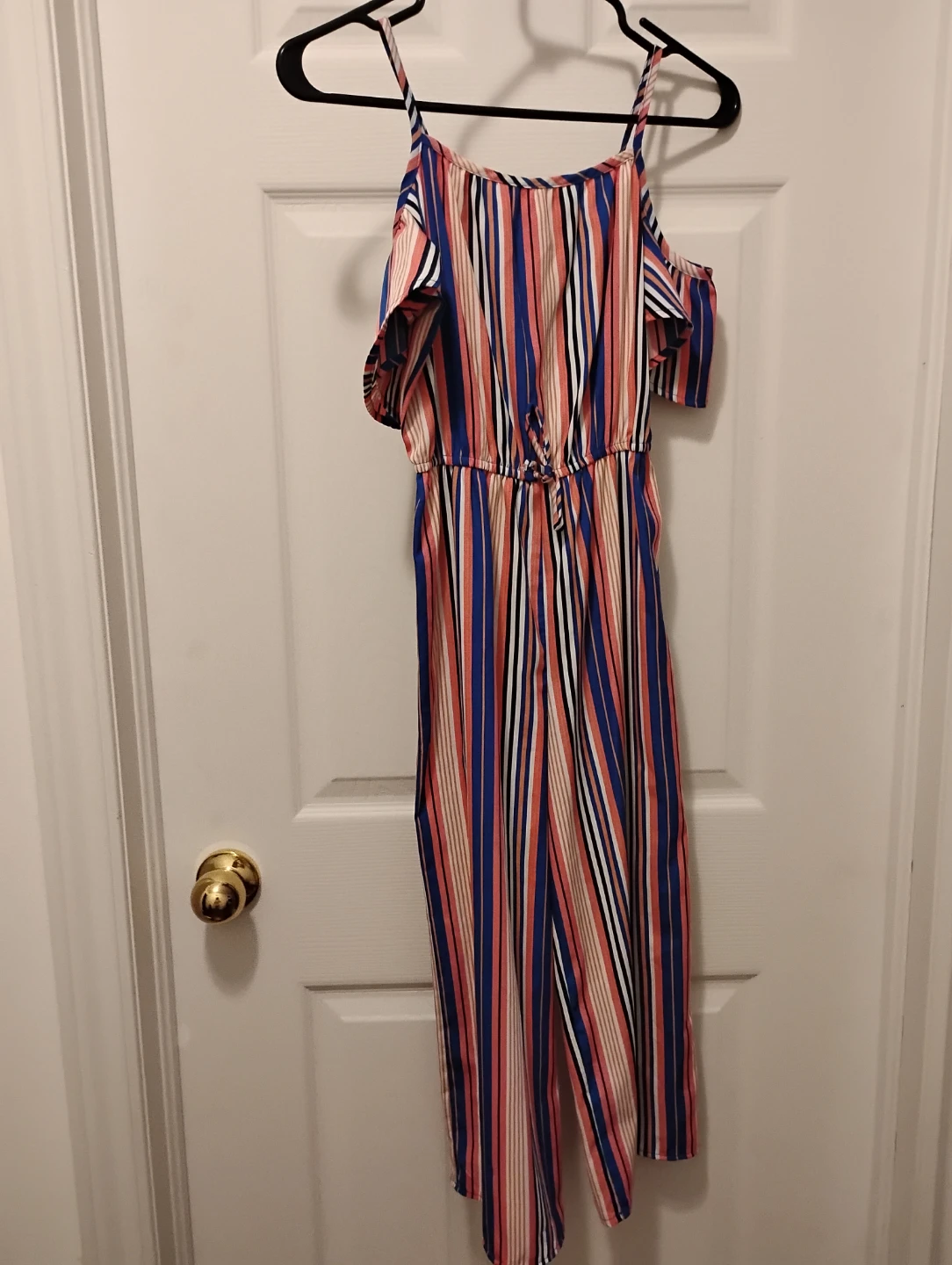Girls Striped Cold Shoulder Jumpsuit - photo 2