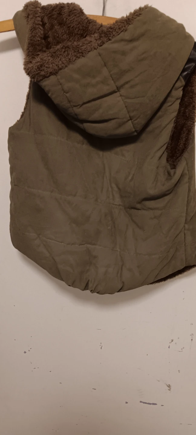 Olive Green Puffer Vest with Fur Lining - photo 5