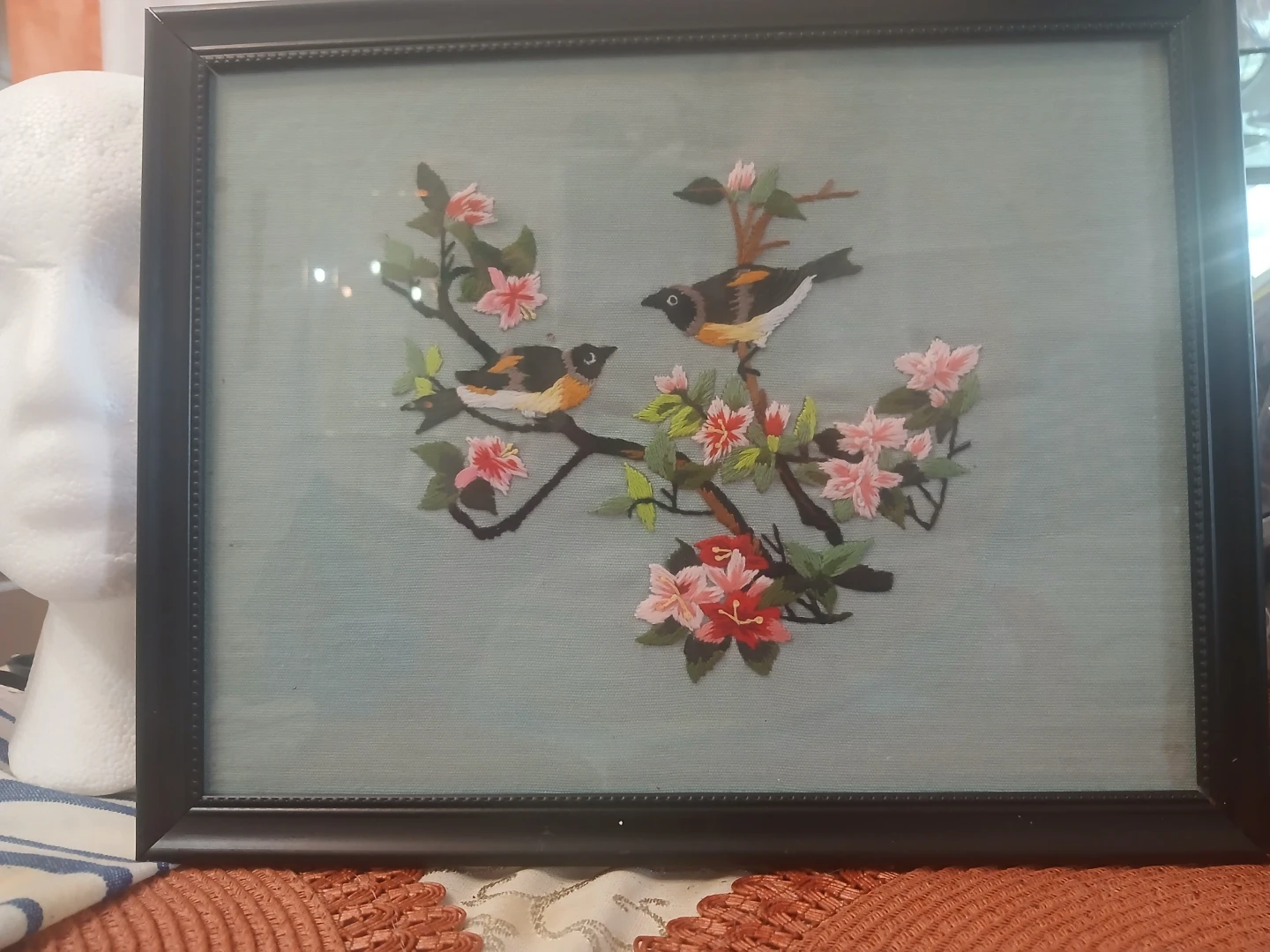 Framed Embroidered Wall Art - Birds and Flowers - photo 5