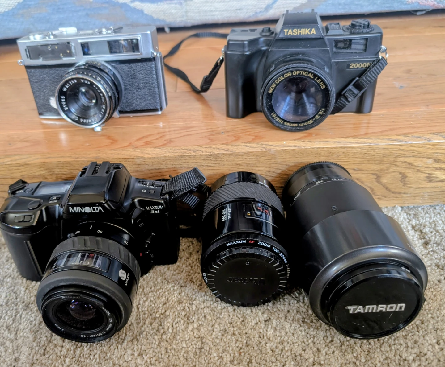 Minolta Maxxum 3XL 35mm SLR Camera with Tamron Lenses