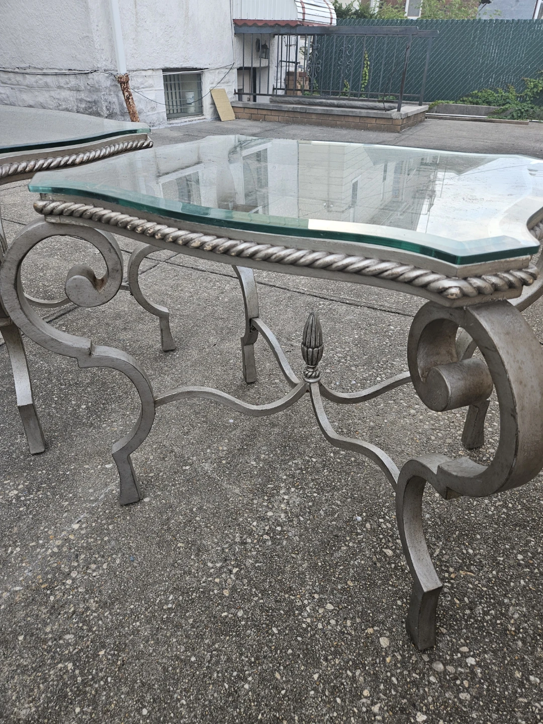 2 beautiful iron and glasstop end tables - photo 5