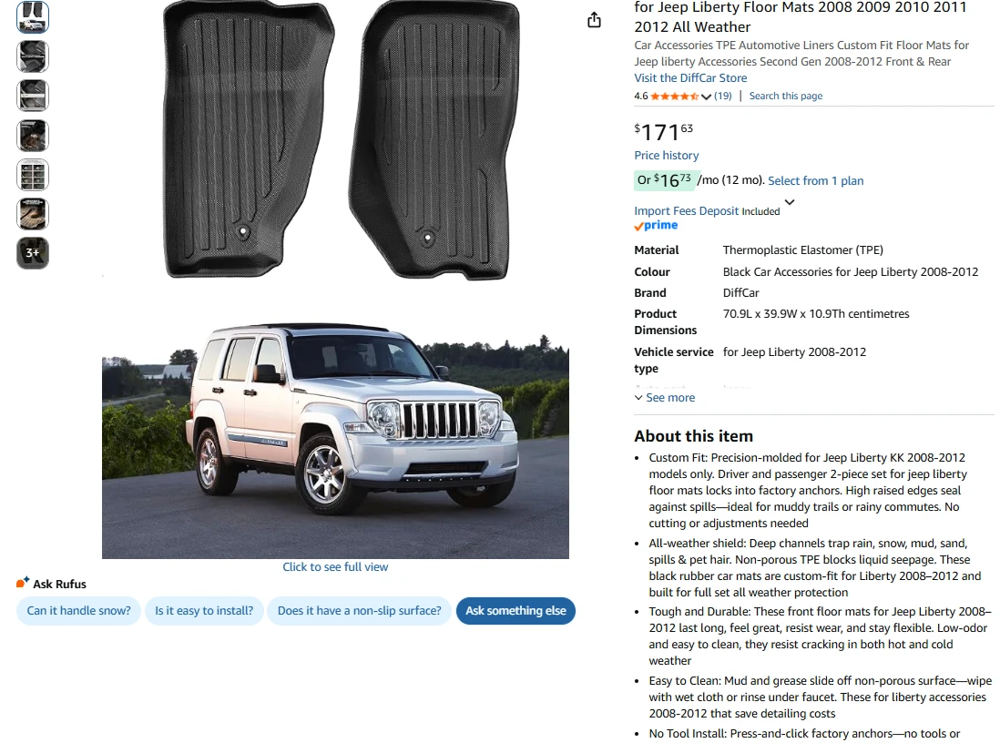 Car Floor Mats for Jeep Liberty 2008-2012 - photo 2