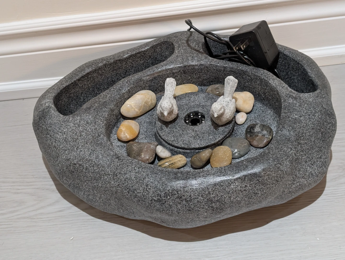 Tabletop Fountain with Birds and Stones
