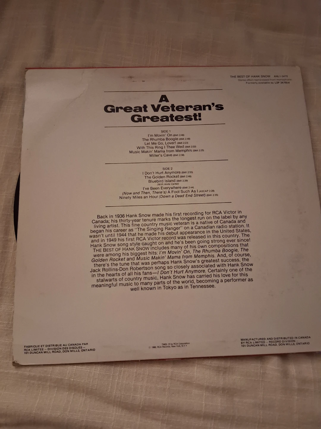 The Best of Hank Snow Vinyl Record - photo 2